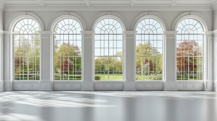 Fototapeta premium Clean white studio background with smooth gray paper flooring, creating a minimalist and versatile space for photography, product displays, or artistic presentations.