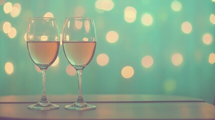 Cozy Scene of Two Wine Glasses Clinking Together with Soft Blurred Lights
