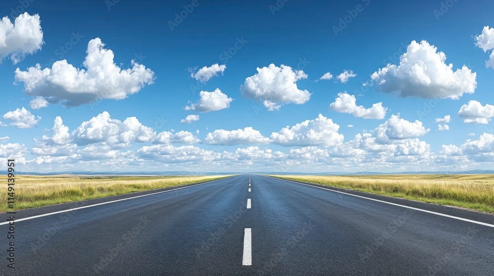 Wall mural soft focus blue sky with fluffy white clouds, creating a serene and calming atmosphere with ample co