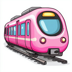 Fototapeta premium Pink train cartoon isolated on a white background