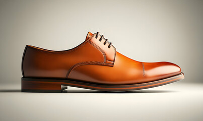 A polished brown dress shoe showcasing elegance and craftsmanship.