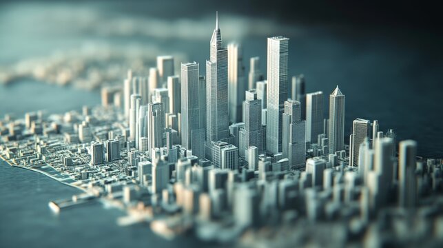 Futuristic Cityscape with Growth Trends in Graph Style