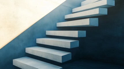 Fototapeta premium A modern staircase with clean lines and a minimalist design, leading upwards.