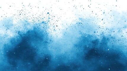 Abstract blue powder explosion on white background.