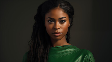 Naklejka premium black woman in green background