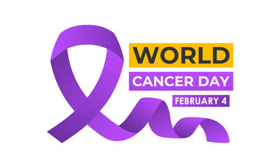 World Cancer Day Banner design concept with Realistic Ribbon. Vector illustration. Eps 10.