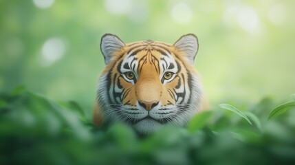 Majestic Tiger Prowling Through Dense Greenery Celebrates International Tiger Day in Stunning Close-Up Wildlife Photography Highlighting Nature's Beauty and Conservation Efforts