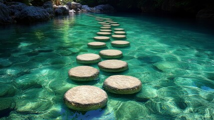 Tranquil blue water surface with ripples and rings, creating a calming spa concept background with clean copy space, ideal for wellness or relaxation-themed designs.