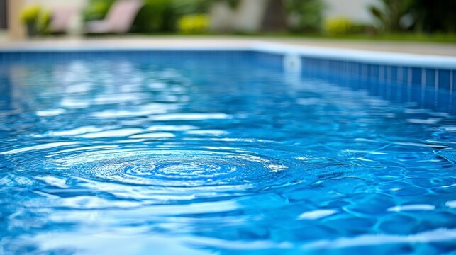 Peaceful blue water texture with rings and ripples, ideal for a spa concept background, offering ample copy space for creative designs or wellness-themed presentations.