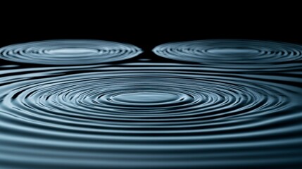 Calm and refreshing blue water texture with subtle ripples and rings, ideal for a spa concept background, offering flat lay top view and space for copy or creative content.