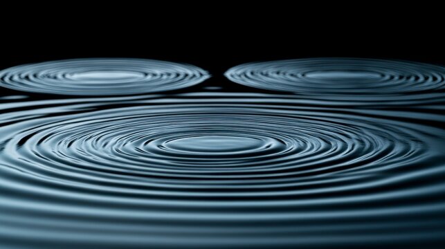 Calm and refreshing blue water texture with subtle ripples and rings, ideal for a spa concept background, offering flat lay top view and space for copy or creative content.