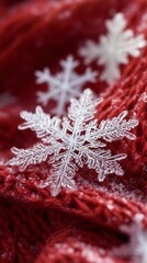 Snowflakes on Red Scarf