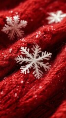 Snowflakes on Red Scarf