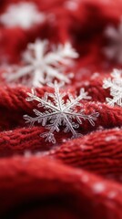 Snowflakes on Red Scarf