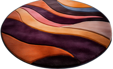 PNG Modern round rug with waves