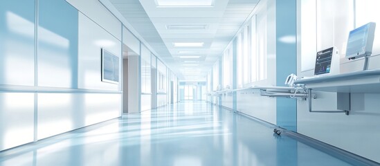 Obraz premium Sterile White Hospital Corridor