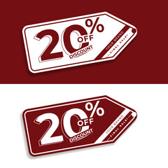 Special Discount Offer Vector 20 Percent Sale Price Tag Template. Promotion sale label and special offer price illustration