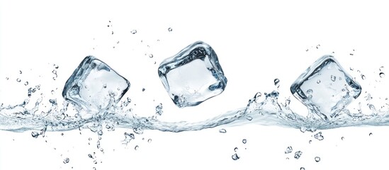 Ice Cubes Splashing in Water