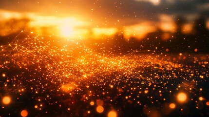 Naklejka premium Digital abstract network background with a wire mesh grid pattern, symbolizing data transfer and connected systems, perfect for modern technological, AI, and blockchain design concepts.