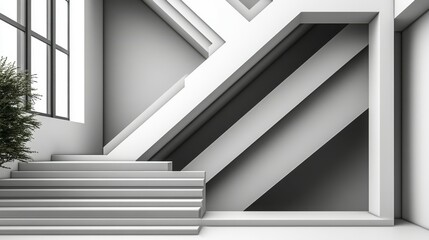 Obraz premium Clean white geometric pattern background with sharp, digitally generated shapes, offering a professional and minimalist aesthetic for business, technology, or innovation-focused designs.