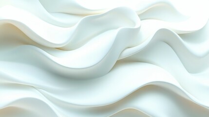 Obraz premium Abstract white background with soft, undulating waves, ideal for artistic designs, modern aesthetics, and digital artwork focused on simplicity and fluid motion.