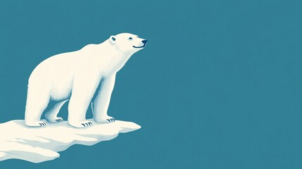 Polar Bear Standing on Ice with Minimal Arctic Backdrop in Soft Blue Tones for Environmental and Wildlife Themes in Modern Illustrative Style