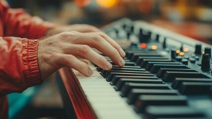 A close-up view of a manâ€™s hand typing on a keyboard, symbolizing efficiency, focus, and the digital aspect of modern work routines.
