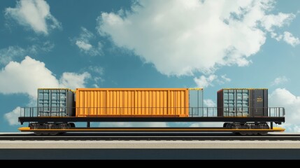 Fototapeta premium intermodal container flat design front view supply chain theme 3D render Split-complementary color scheme
