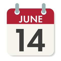 JUNE 14. World Blood Donor Day. Calendar sheet. Holiday date. Vector illustration isolated on white background.