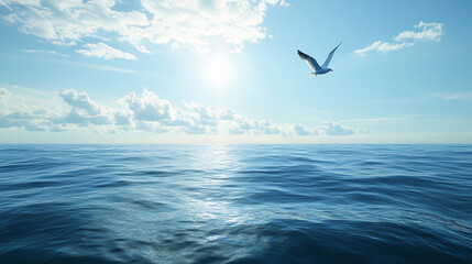 seagull flying over the sea