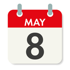 Second World War Victory Day. Time of Remembrance and Reconciliation. Calendar sheet. Holiday date. Vector illustration isolated on white background.