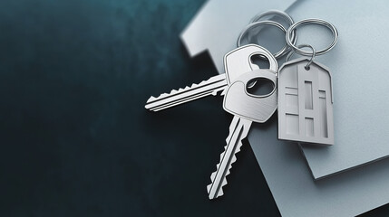 Mortgage, investment, real estate and property concept - close up of house keys. 3d rendering