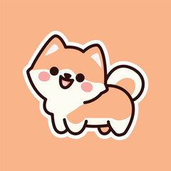 Playful Orange Fluffy Puppy Illustration on a Soft Orange Background