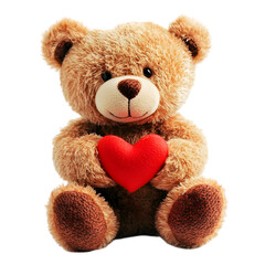 Obraz premium Adorable Teddy Bear Holding Red Heart Love Valentine s Day Gift Plush Toy Romantic S