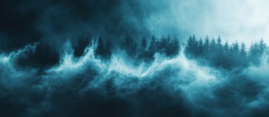 Obraz premium High-contrast soundwave with foggy effect, mysterious and moody, 