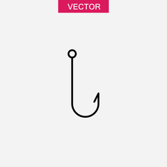 Catch, hook icon, vector flat black linear illustration for web and app..eps