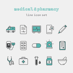 medical and pharmacy icon set