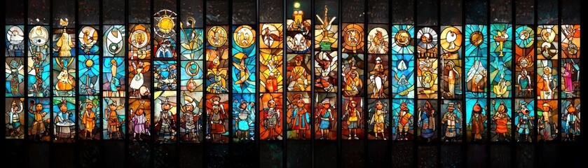 Colorful Abstract Stained Glass Window Mosaic.