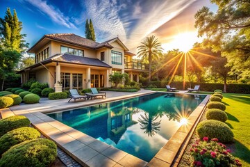 Luxury Suburban Home with Pool and Lush Trees - Perfect Summer Retreat