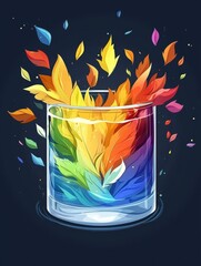 Rainbow Feathers in a Glass.