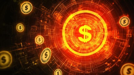 Obraz premium Abstract Money Symbols on Digital Background