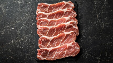 Fresh Meat Cuts on Dark Background