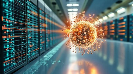 A quantum computing system with a cyber network grid utilizes connected particles to simulate the behavior of artificial neurons