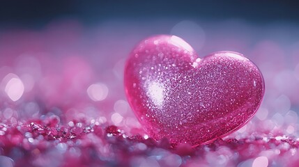 Fototapeta premium Heart shaped glittering decoration studio photo vibrant close-up