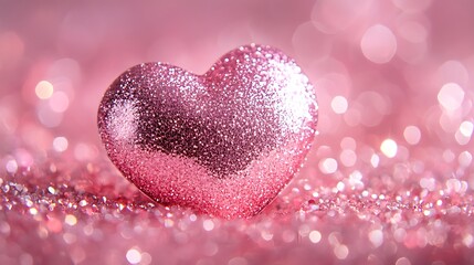 Fototapeta premium Sparkling pink heart decoration romantic setting close-up love
