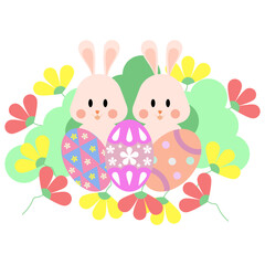 colorful eggs and cute bunny ,easter day style