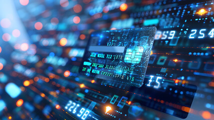 Fototapeta premium Modern Financial Systems: The Intersection of Credit Technology and Digital Security in the Age of Binary Transactions