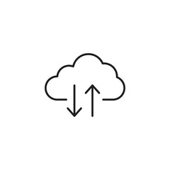 Cloud data icon. Vector flat black linear illustration for web and app..eps