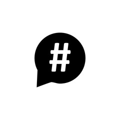 Obraz premium Hashtag icon in speech bubble.vector flat black trendy style illustration for web and app..eps