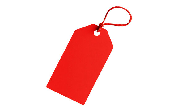 A red price tag with a string, perfect for labeling items or gifts Isolated on transparent background